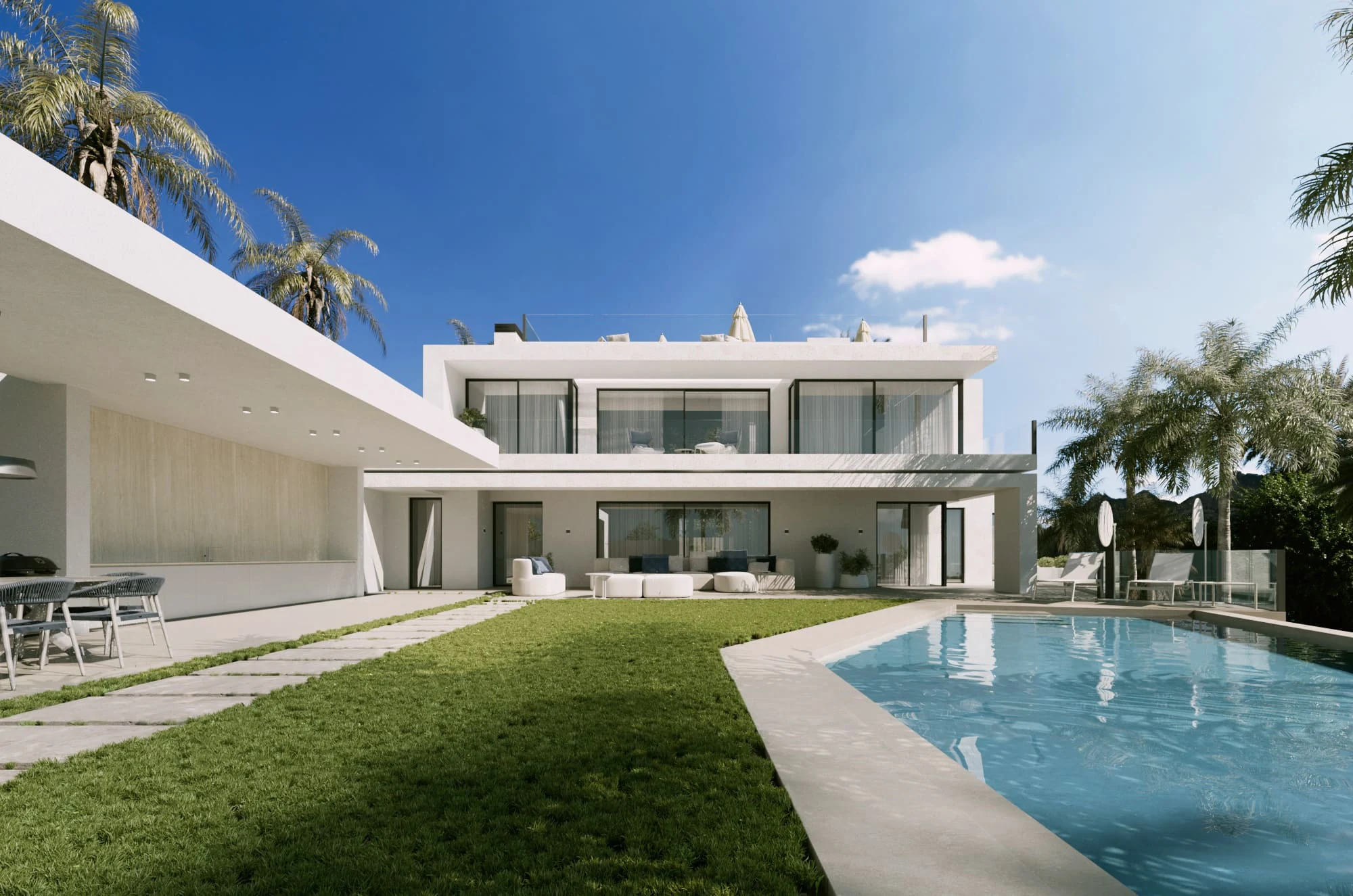 Villa Ivory garden and pool